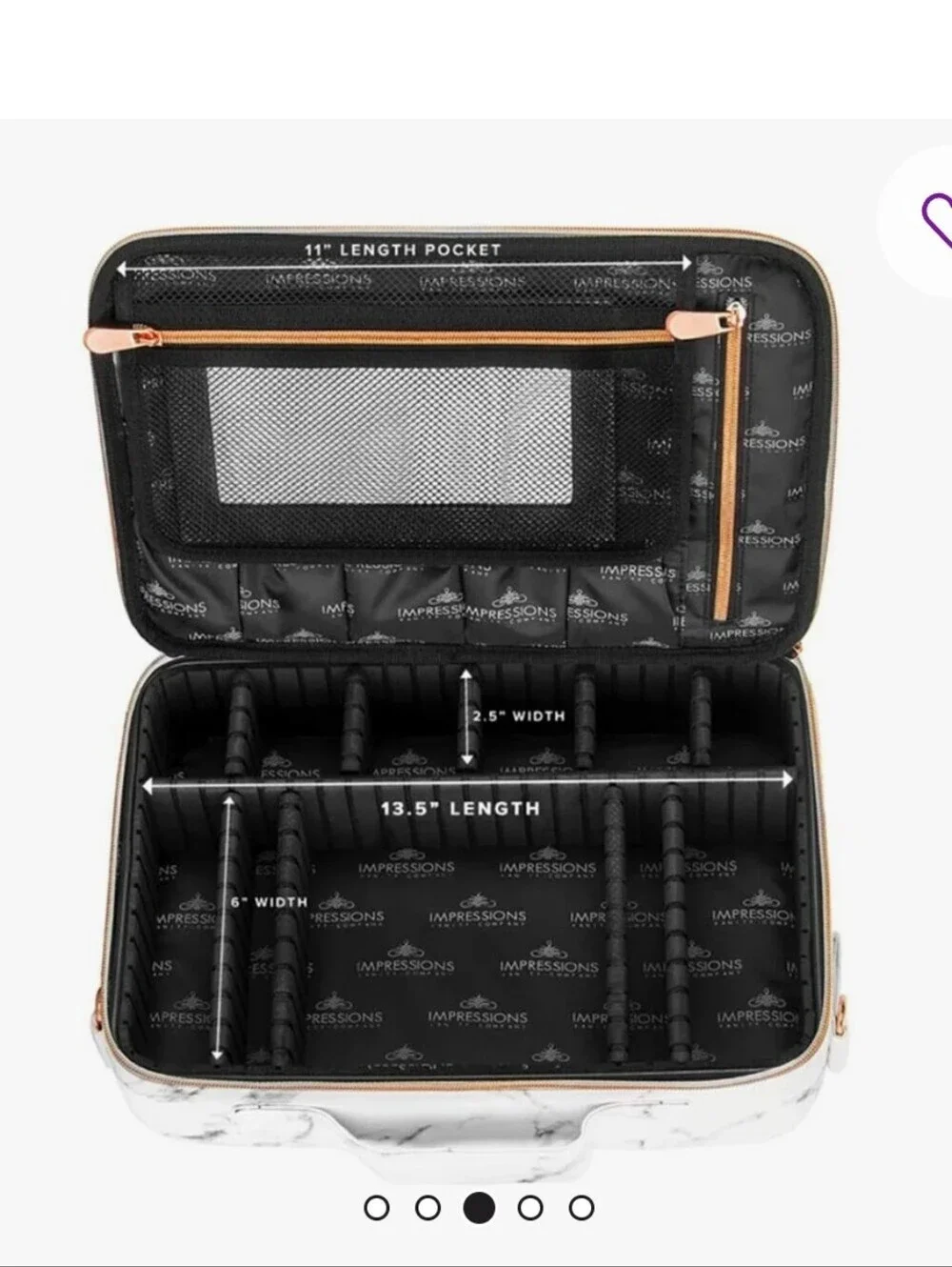 Impressions Vanity C'est La Vie Marble Makeup Carry Case with Adjustable Divider